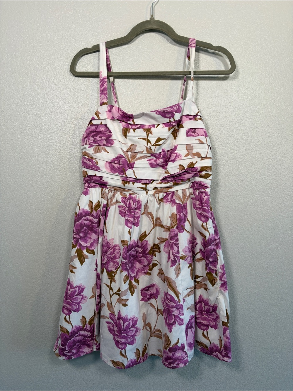 Abercrombie Emerson Wide Strap Fit & Flare Mini Dress in Purple Floral - M - Picture 2 of 5